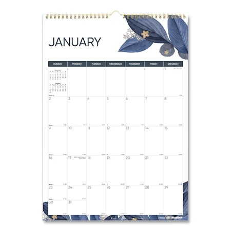12-Month Colorful Wall Calendar, 12 X 17, Blue/Purple/White, 2022